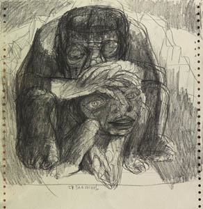 27.5.1_The Blessing_Pencil on cardboard 44x34cm
